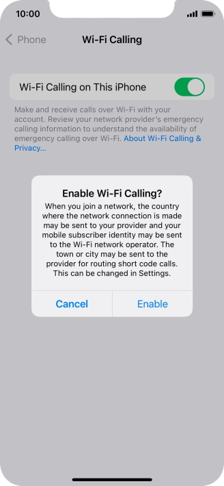 If you turn on the function, press Enable.