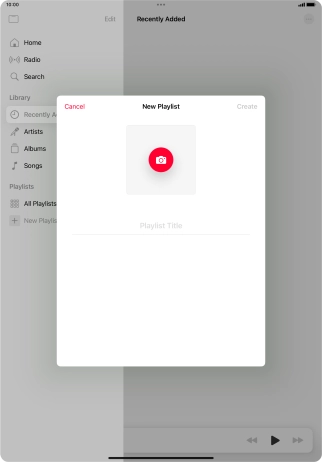 Press the text input field and key in a name for the playlist.