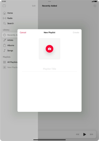 Press the text input field and key in a name for the playlist.