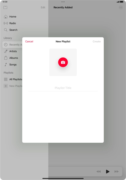 Press the text input field and key in a name for the playlist.