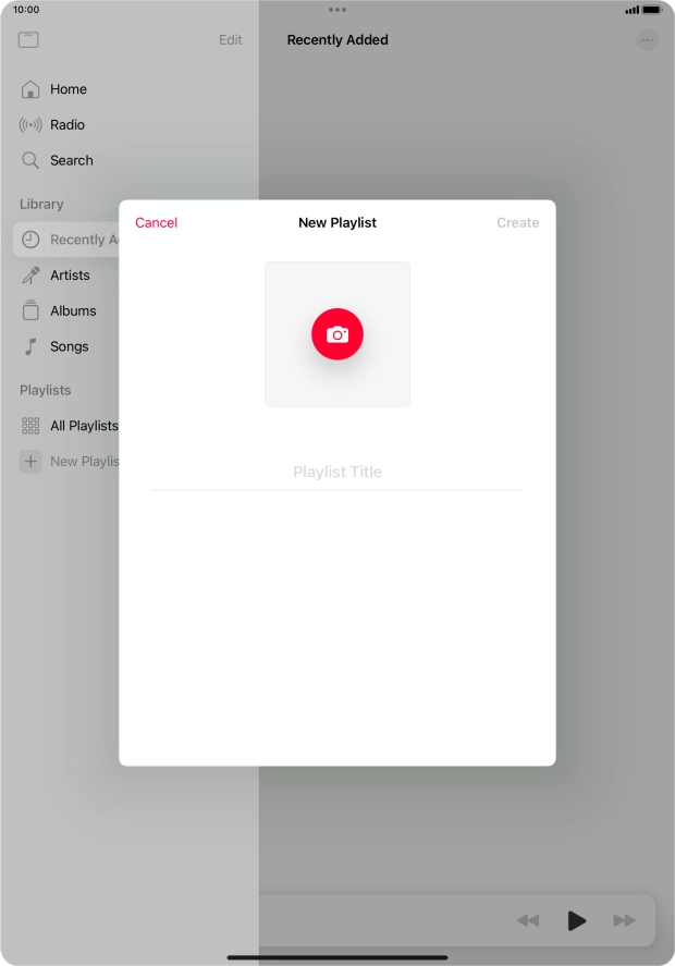Press the text input field and key in a name for the playlist.