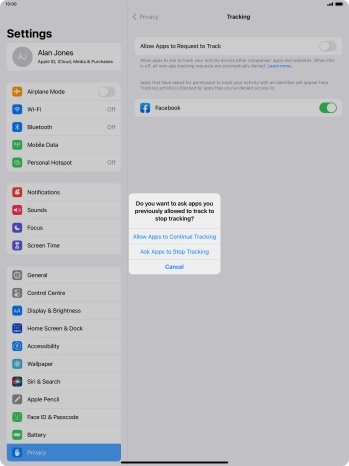 If you turn off the function, press the required setting.
