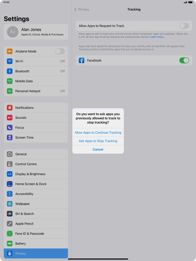 If you turn off the function, press the required setting.
