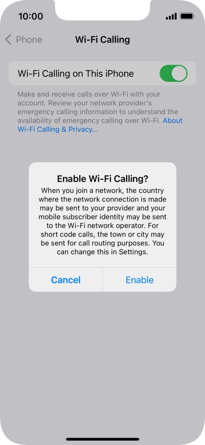 If you turn on the function, press Enable.