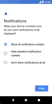 Press the required setting.