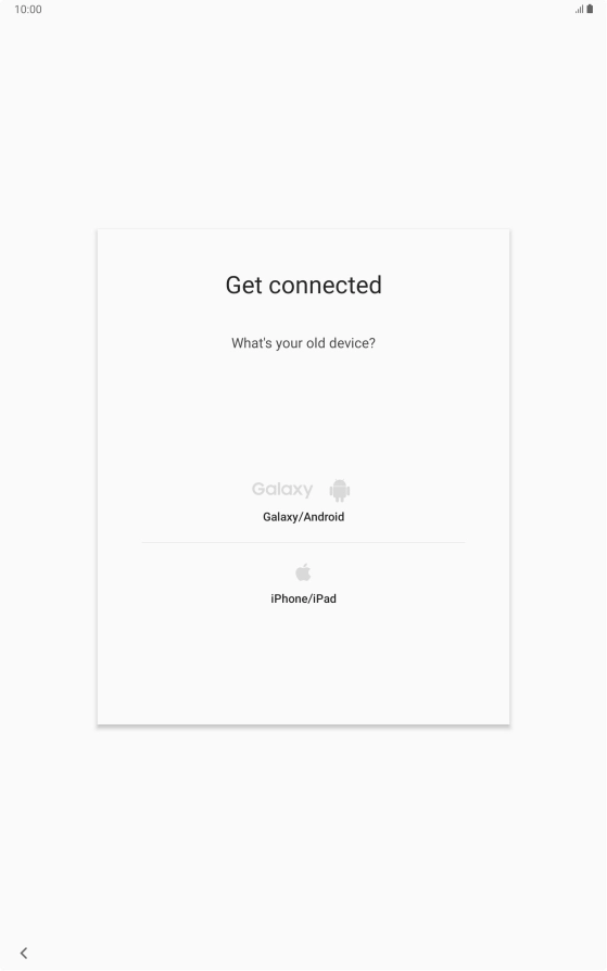 Press the required setting and follow the instructions on the screen to transfer the content from another device.