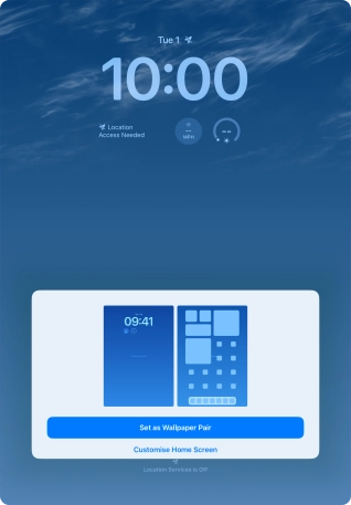 To use the same colour theme on the home screen, press Set as Wallpaper Pair.