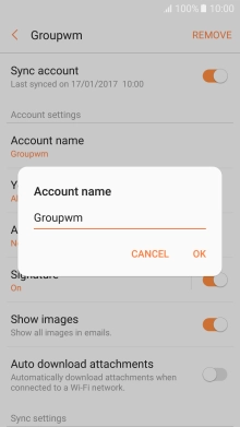 Key in the required name for the email account and press OK.