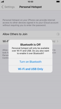 If Wi-Fi is turned on, press Wi-Fi and USB Only.
