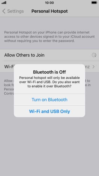 If Wi-Fi is turned on, press Wi-Fi and USB Only.