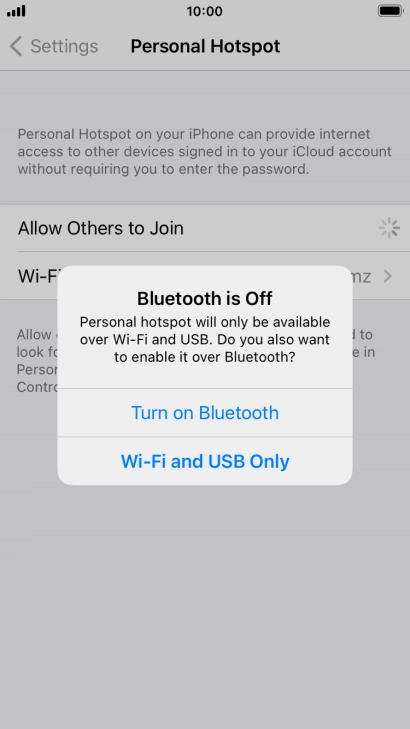 If Wi-Fi is turned on, press Wi-Fi and USB Only.