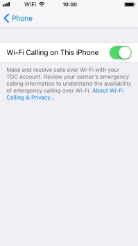 When Wi-Fi calling is active, the text 