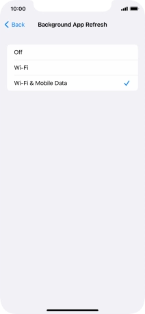To turn off background refresh of apps, press Off.
