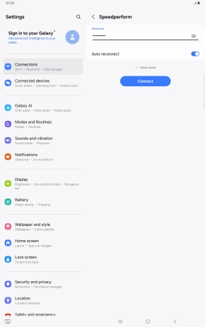 Key in the password for the Wi-Fi network and press Connect.