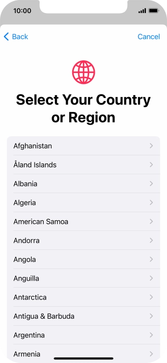Press the required country.