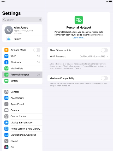 Press Wi-Fi Password and key in the required password.