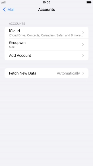 Press the name of the email account you've just set up.