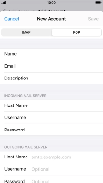 Press Host Name and key in the name or IP address of your email provider's outgoing server. Please note that if you can't send email messages when using your email provider's outgoing server, key in smtp.vodafone.net.au (Vodafone's outgoing server).