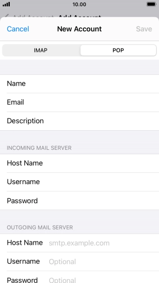 Press Host Name and key in the name or IP address of your email provider's outgoing server. Please note that if you can't send email messages when using your email provider's outgoing server, key in smtp.vodafone.net.au (Vodafone's outgoing server).