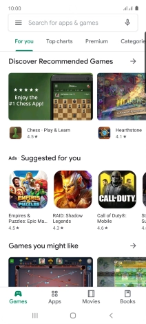 Press the search field.