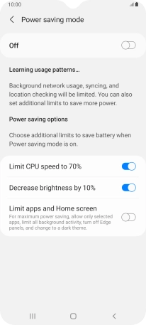 Press the indicators next to the required settings.