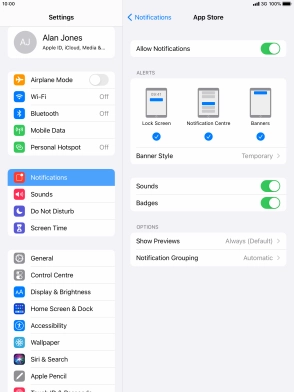 Press the indicator next to 