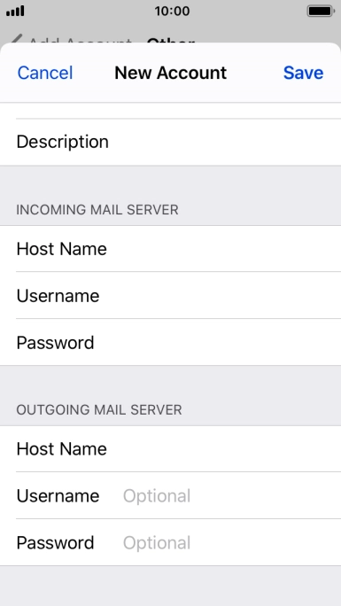 Press Username and key in the username for your email account. Please note that if you're using Vodafone's outgoing server, leave the username field empty.