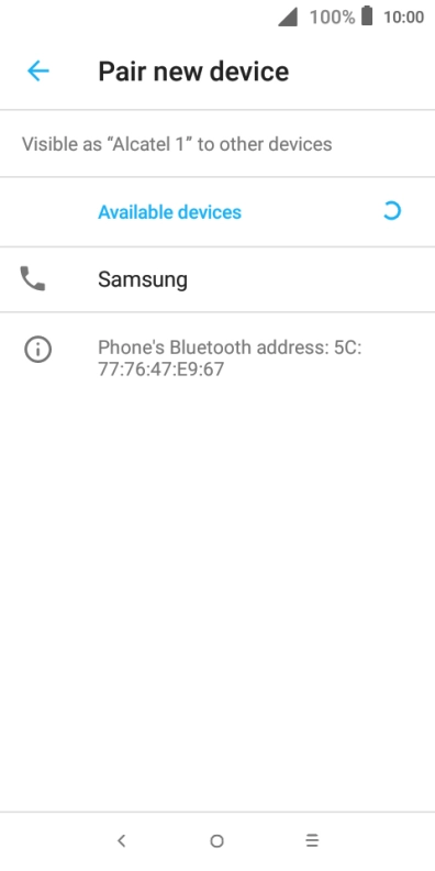 Press the required Bluetooth device and follow the instructions on the screen to pair the device with your phone.
