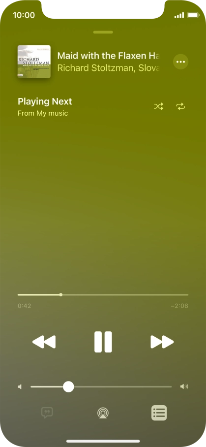 Press the shuffle icon to turn the function on or off.