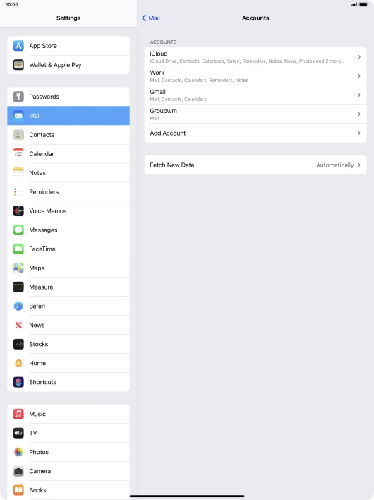Press the required account.