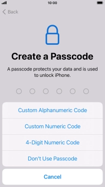 Follow the instructions on the screen to turn on use of phone lock code or press Don't Use Passcode.