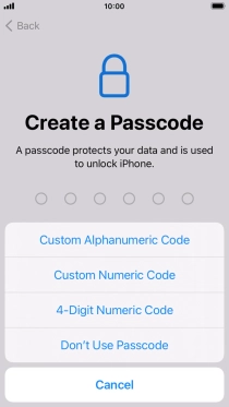 Follow the instructions on the screen to turn on use of phone lock code or press Don't Use Passcode.