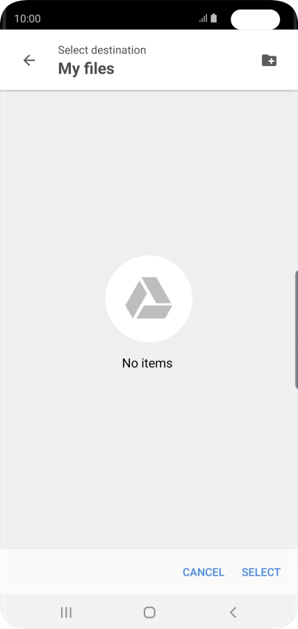 To create a new folder, press the new folder icon and follow the instructions on the screen to create a new folder.