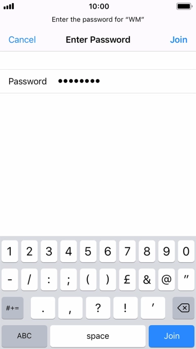 Key in the password for the Wi-Fi network and press Join.