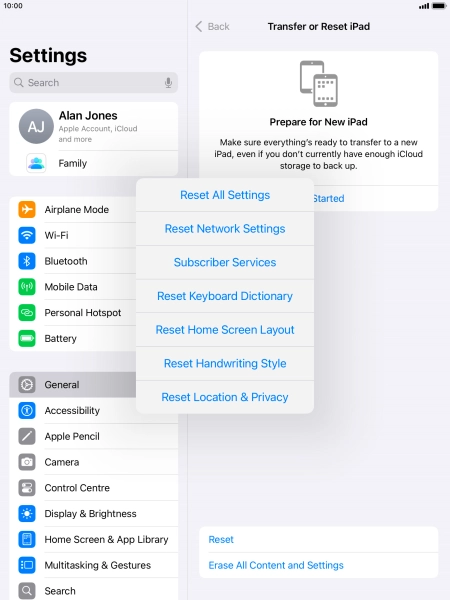 Press Reset All Settings.