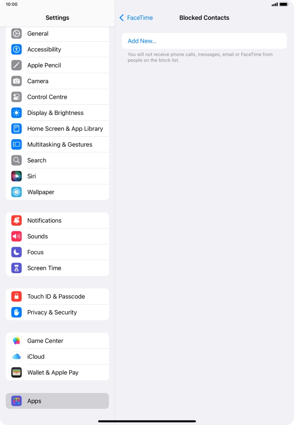 Press Add New... and follow the instructions on the screen to block a contact.