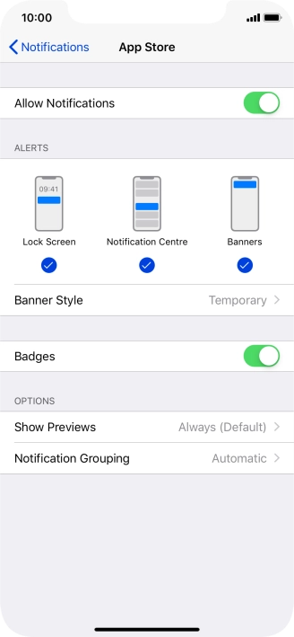 Press the indicator next to 