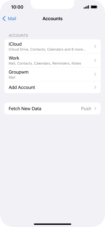 Press the name of the email account you've just set up.