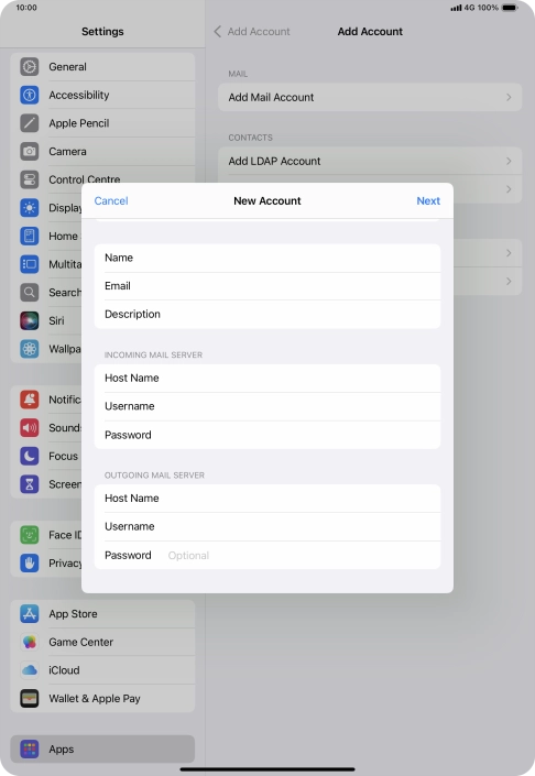 Press Password and key in the password for your email account. Please note that if you're using Vodafone's outgoing server, leave the password field empty.