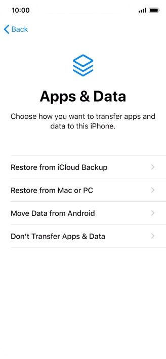 You can transfer content from an Android phone when your phone is activated for the first time and after a factory reset. When this screen is displayed, your phone is ready to transfer content from an Android phone.