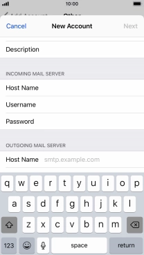Press Host Name and key in the name of your email provider's outgoing server. Please note that if you can't send email messages when using your email provider's outgoing server, key in smtp.vodafone.net.au (Vodafone's outgoing server).