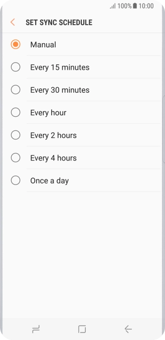 Press the required setting.