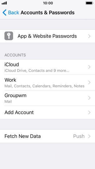 Press the name of the email account you've just set up.