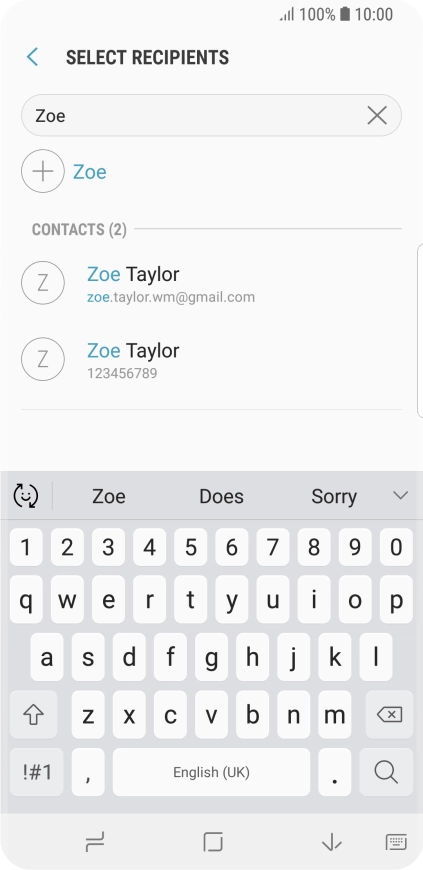 Press the required contact.