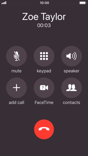Press the end call icon to end the call.