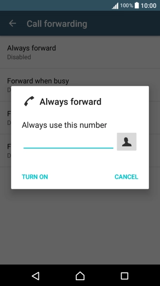 Key in +61414121121 and press TURN ON.