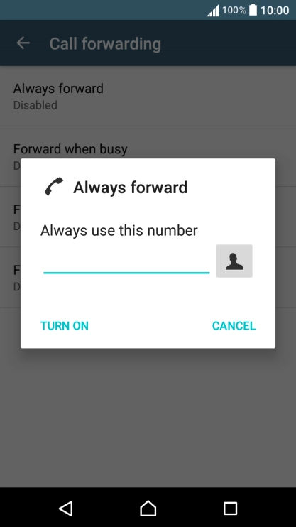 Key in +61414121121 and press TURN ON.