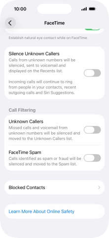 Press Blocked Contacts.