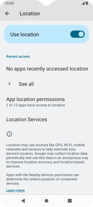 Press App location permissions.