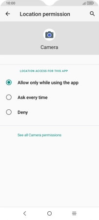 Press the required setting.